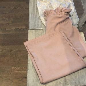 BOOHOO high waisted ruffle wide leg pants